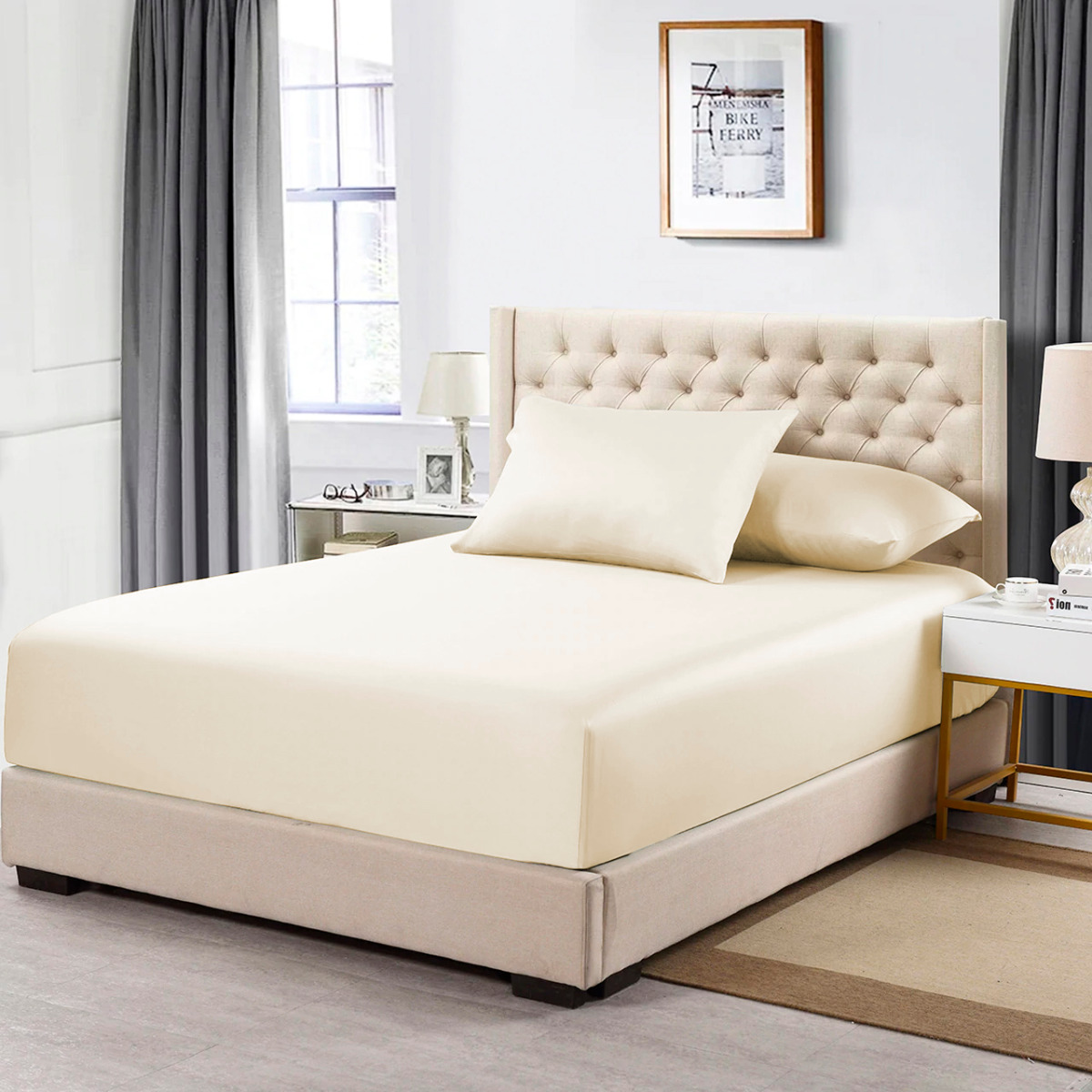 Luxury Soft 3pcs 2700 TC Fitted SHEET SET DOUBLE QUEEN KING 40cm Pocket - Picture 43 of 75