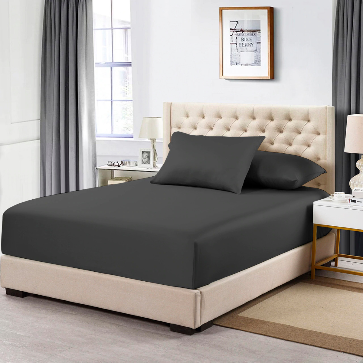 Luxury Soft 3pcs 2700 TC Fitted SHEET SET DOUBLE QUEEN KING 40cm Pocket - Picture 8 of 75