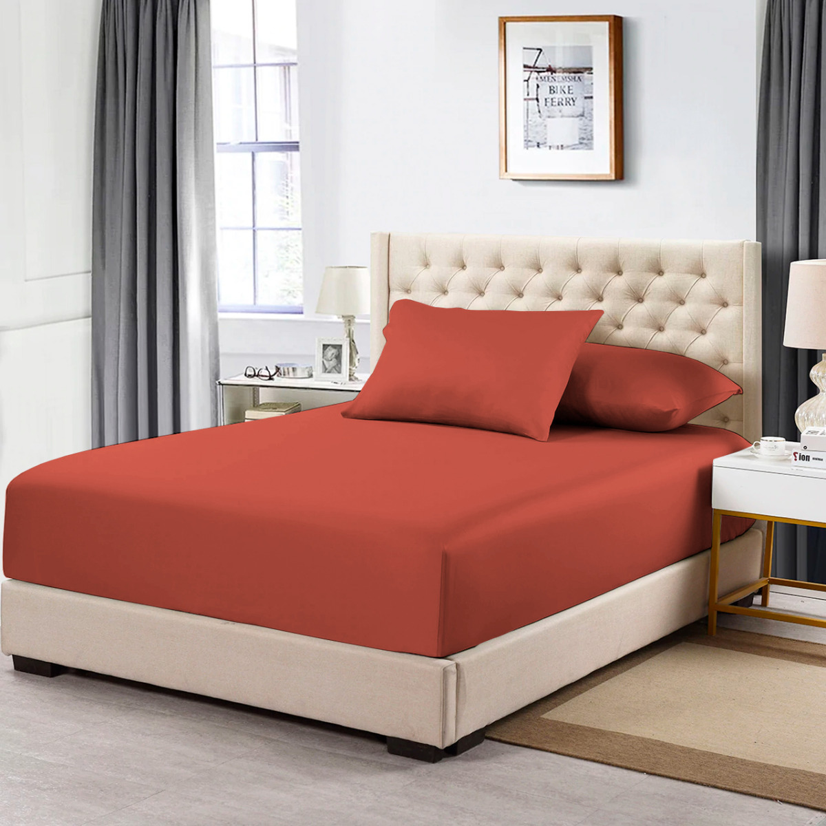 Luxury Soft 3pcs 2700 TC Fitted SHEET SET DOUBLE QUEEN KING 40cm Pocket - Picture 50 of 75
