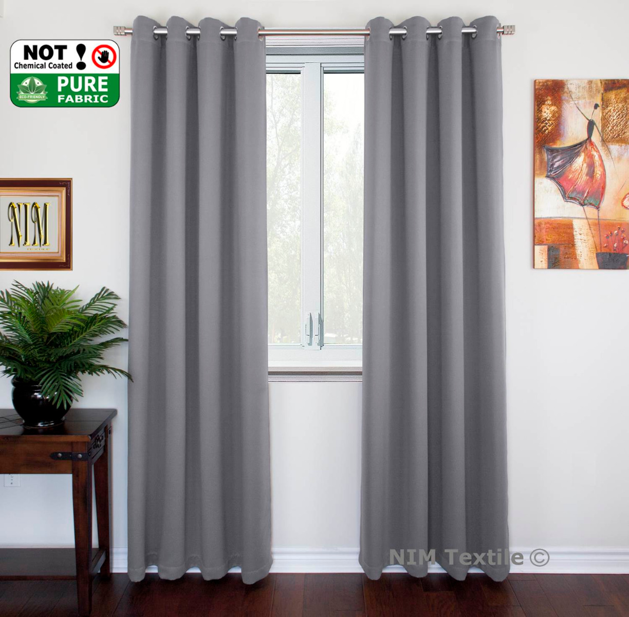 NEW Pure Fabric BLACKOUT BLOCKOUT Thermal Insulated EYELET Top Curtains PAIR - Picture 50 of 107