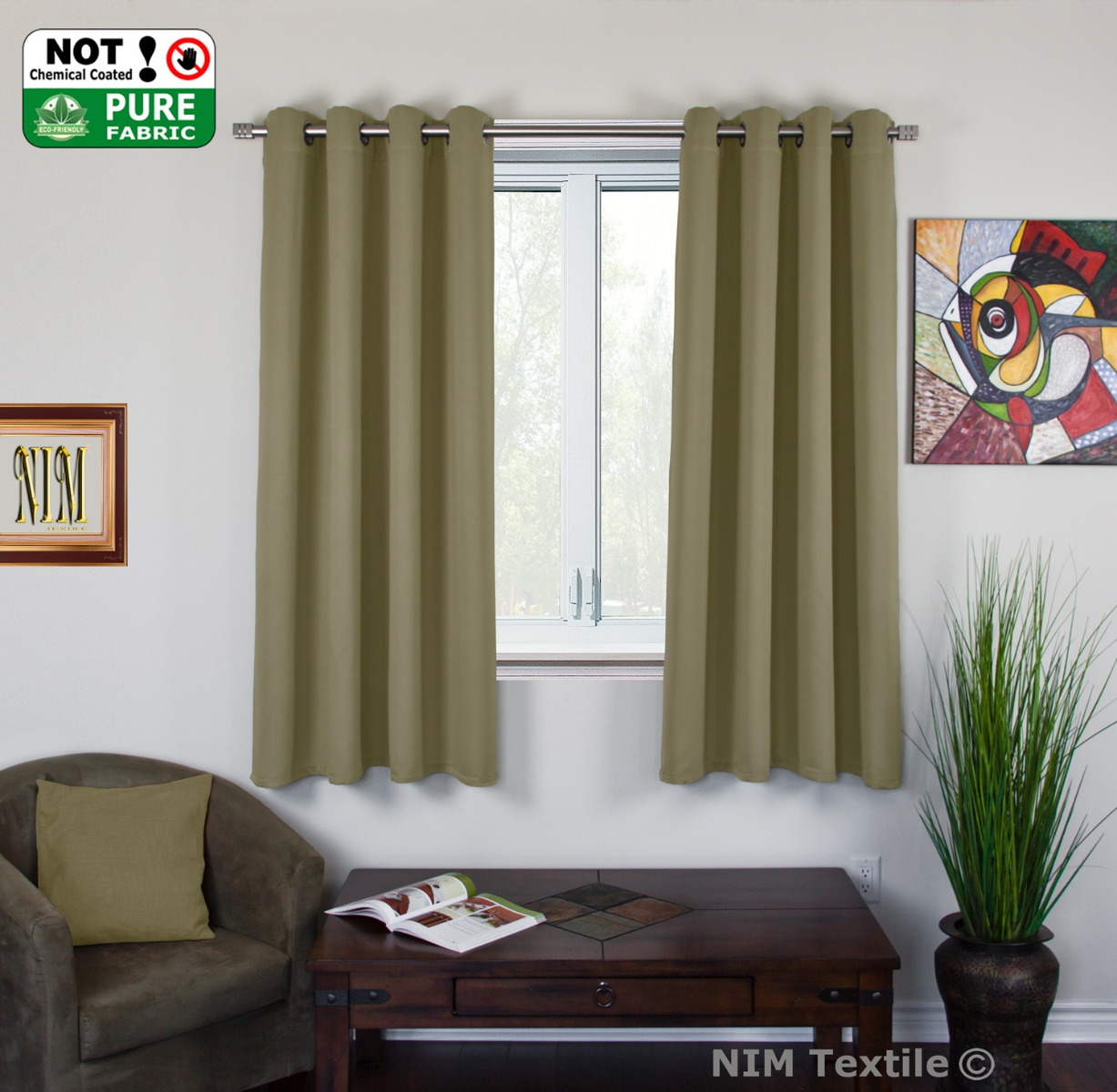 NEW Pure Fabric BLACKOUT BLOCKOUT Thermal Insulated EYELET Top Curtains PAIR - Picture 68 of 113